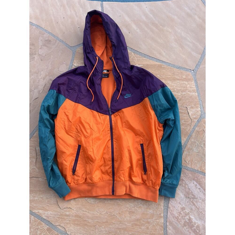 Vintage mens 90s y2k Nike Orange Black tag Windbreaker Light Jacket Size XL